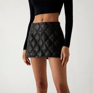Kith Women Ashtyn Quilted Logo Leather Skirt